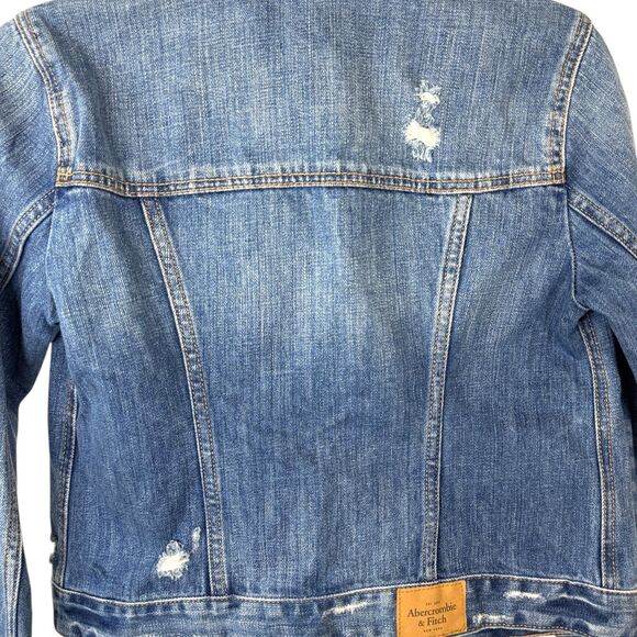 ❌ Sold Abercrombie & Fitch Denim Jacket distressed Medium wash Size XS - Picture 10 of 13
